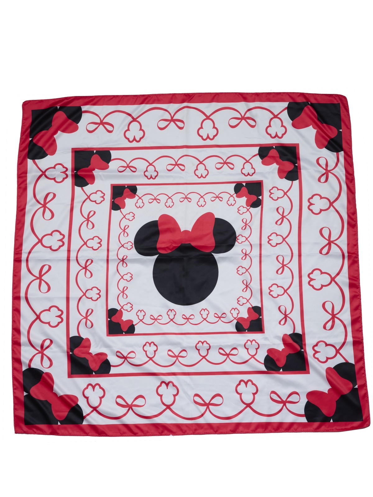 Disney Minnie Mouse 35” x 35” Red Bow Silky Square Scarf Women\'s Head Wrap