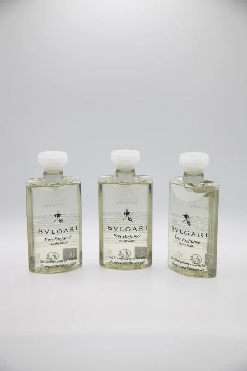 BVLGARI White Tea Shampoo / Shower Gel & Conditioner 75mL Pack 6 (3 of Each) NEW