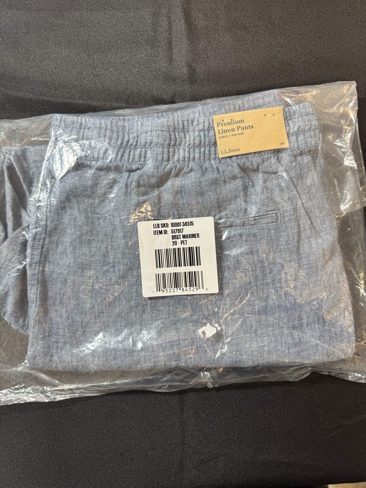 NWT L.L. Bean Premium Linen Breezy Pull-On Pants 20P Bright Mariner Blue