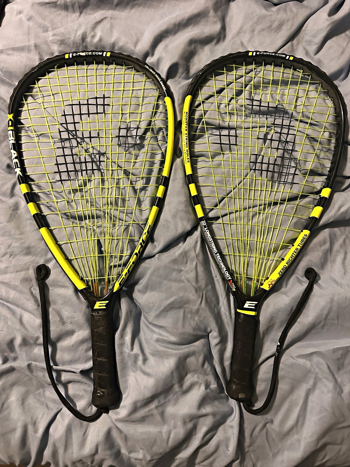 E-Force Model E-Force Racquetball Racquets Lot of 2 Set Black/Yellow E-Force Model E-Force Racquetball Racquets Lot of 2 Set Black/Yellow