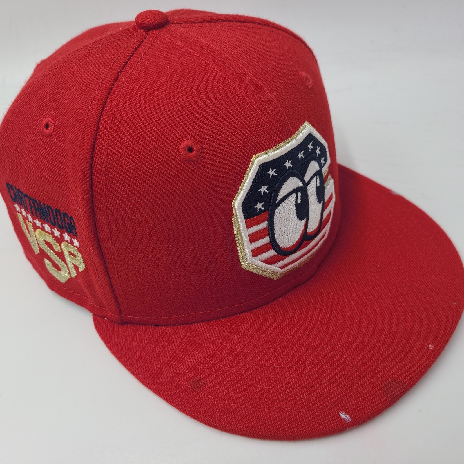 Chattanooga Lookouts Hat Fitted 7 3/8 New Era 59Fifty Red MiLB USA Stars Stripes