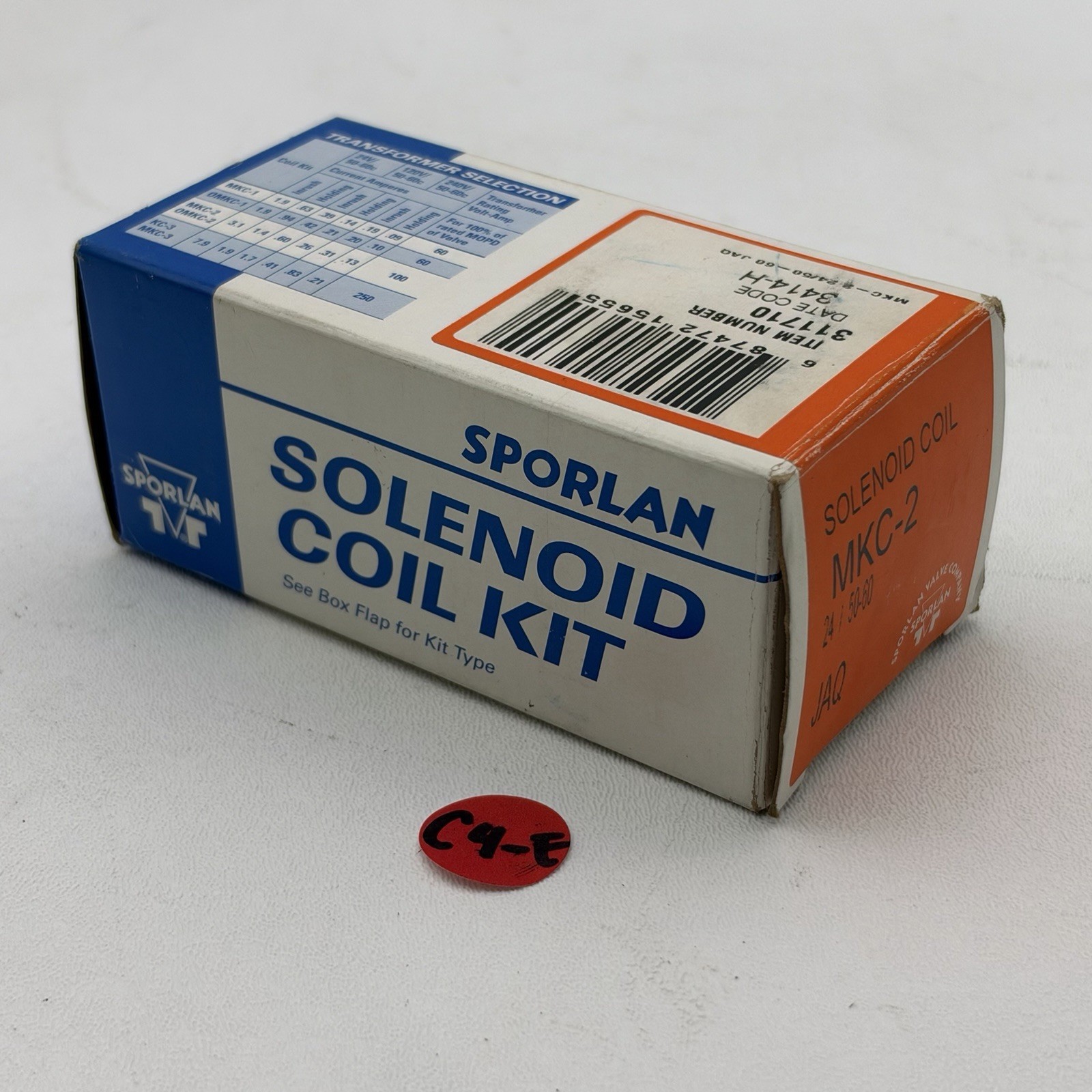 New 311710 SPORLAN Solenoid Coil Kit MKC-2 / 24 VOLT 50-60 New 311710 SPORLAN Solenoid Coil Kit MKC-2 / 24 VOLT 50-60