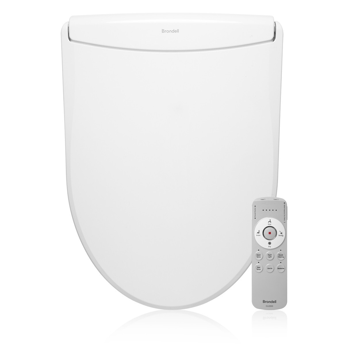 Brondell Thinline CL2200 Luxury Bidet Toilet Seat Remote ROUND White OB