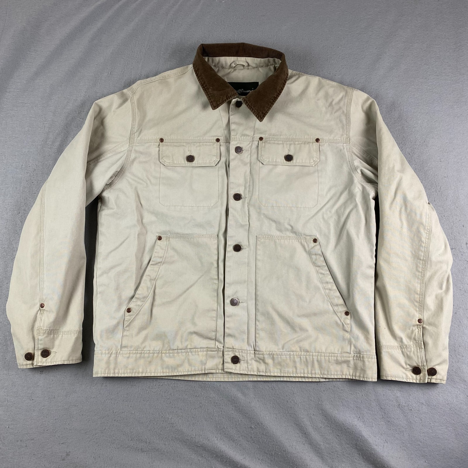Eddie Bauer Chore Jacket Mens LT Tall Barn Corduroy Collar Flannel Lined Eddie Bauer Chore Jacket Mens LT Tall Barn Corduroy Collar Flannel Lined