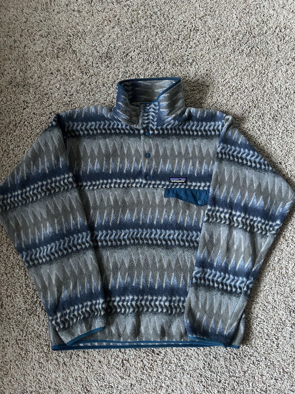 Patagonia Synchilla Men’s Small Snap T Fleece Pullover Laughing Waters AOP Aztec Patagonia Synchilla Men’s Small Snap T Fleece Pullover Laughing Waters AOP Aztec