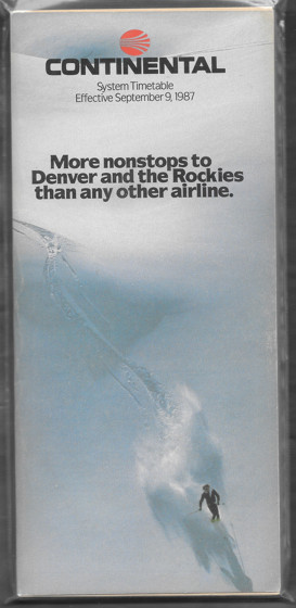 ***1987 Continental Airlines System Timetable - September 9, 1987***