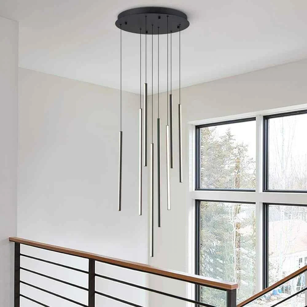 EDISLIVE Neculina 8-Light 70-Watt LED Minimalistic Black Kitchen Chandelier