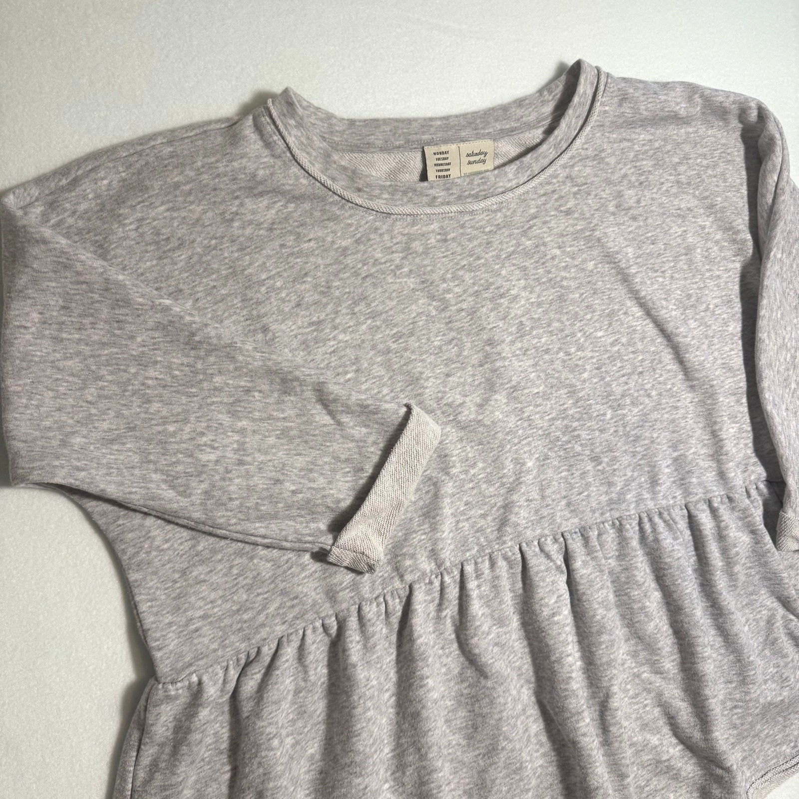 Saturday Sunday Anthropologie Grey Heather Peplum Sweatshirt Top Women\'s Small