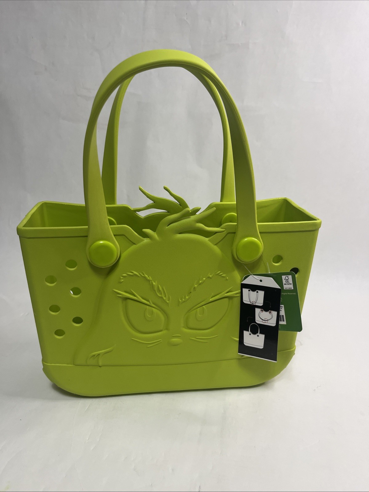 Viral Hobby Lobby Grinch Green Bogg style Tote Bag Embossed Logo Double Handles Viral Hobby Lobby Grinch Green Bogg style Tote Bag Embossed Logo Double Handles
