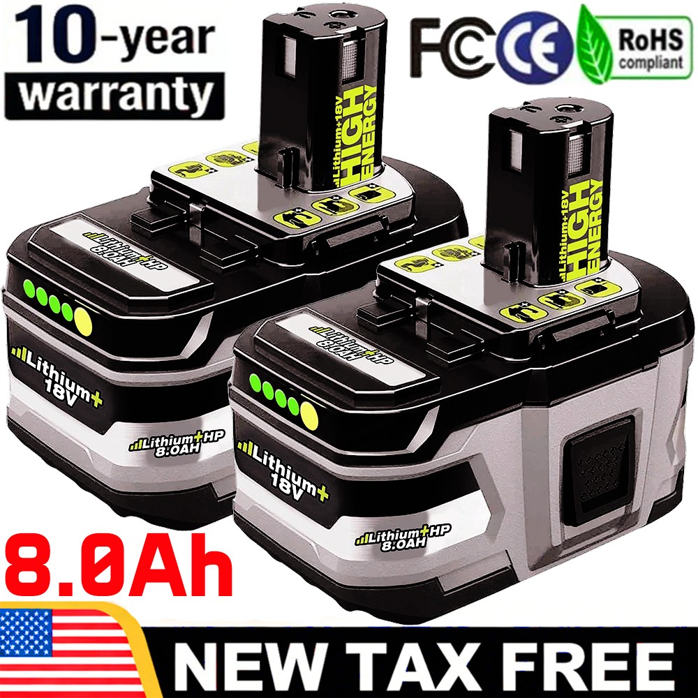 2PACK For RYOBI 18V 8.0Ah P108 High Capacity Battery 18Volt Lithium-Ion One Plus