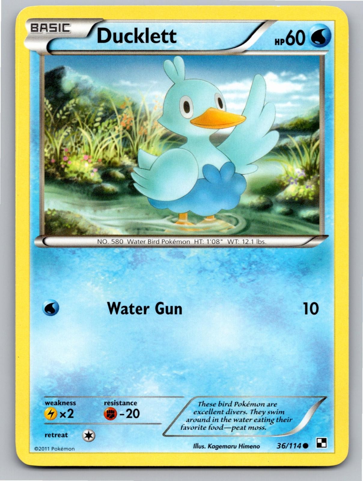 2011 POKEMON BLACK & WHITE DUCKLETT 36/114 C NM A103322 FREE S&H