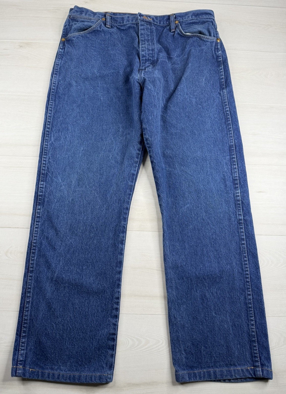 Vtg Wrangler Jeans Blue Faded Denim USA Made Cowboy Western 13MWZPW Mens 36x32