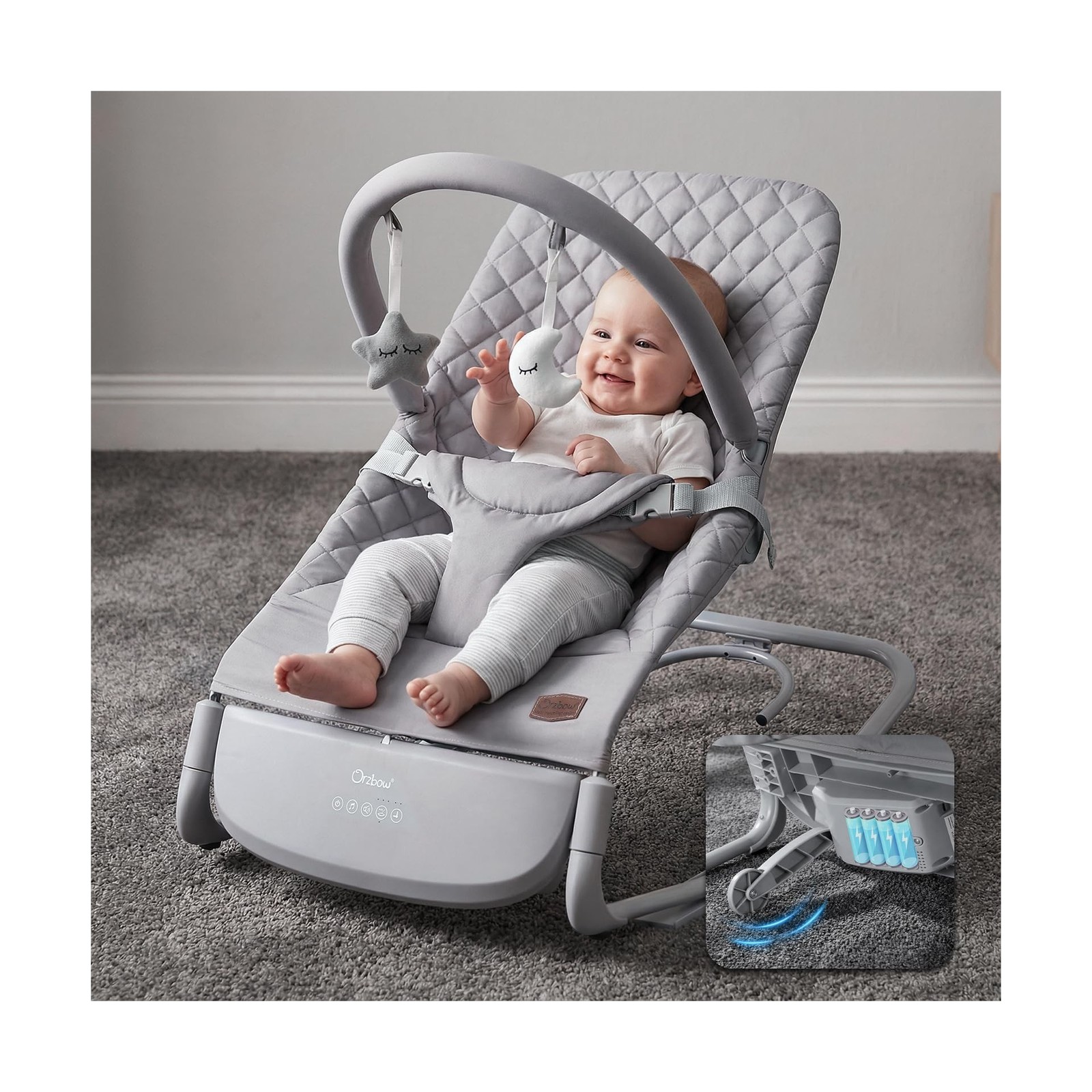 Orzbow Electric Baby Rocker with Innovative Auto Rocking Motion, Adaptable 3-...