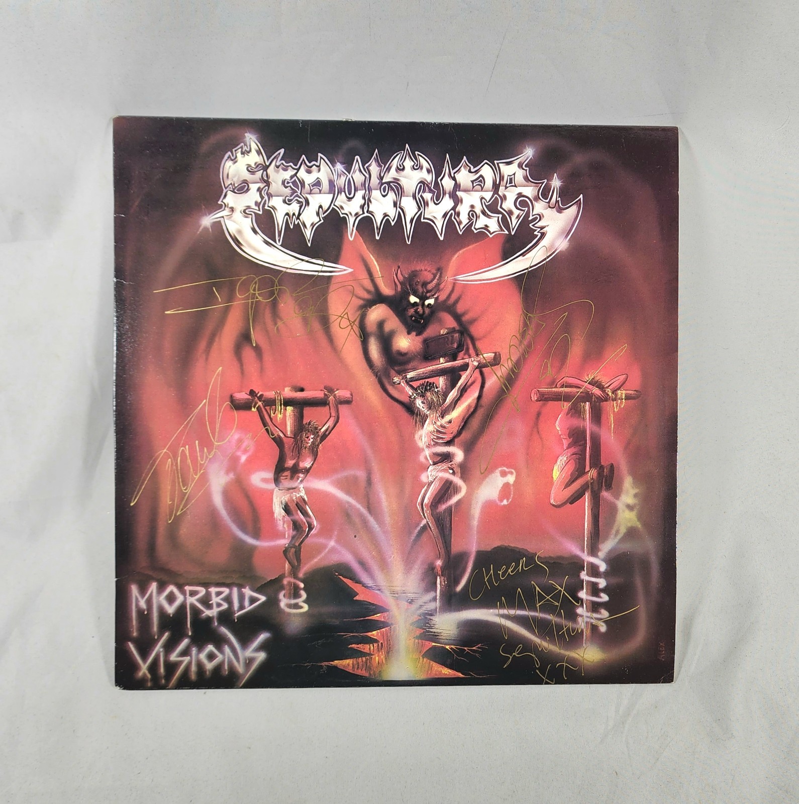 *Signed* SEPULTURA Morbid Visions LP Vinyl Album Autographed Rare 1987 Pressing