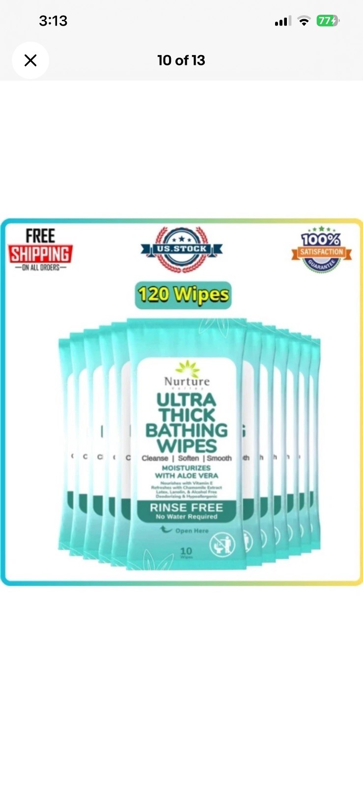 Nurture XL Ultra Thick Body Wipes for Adults w/Aloe - 120 Extra Large Disposable Nurture XL Ultra Thick Body Wipes for Adults w/Aloe - 120 Extra Large Disposable