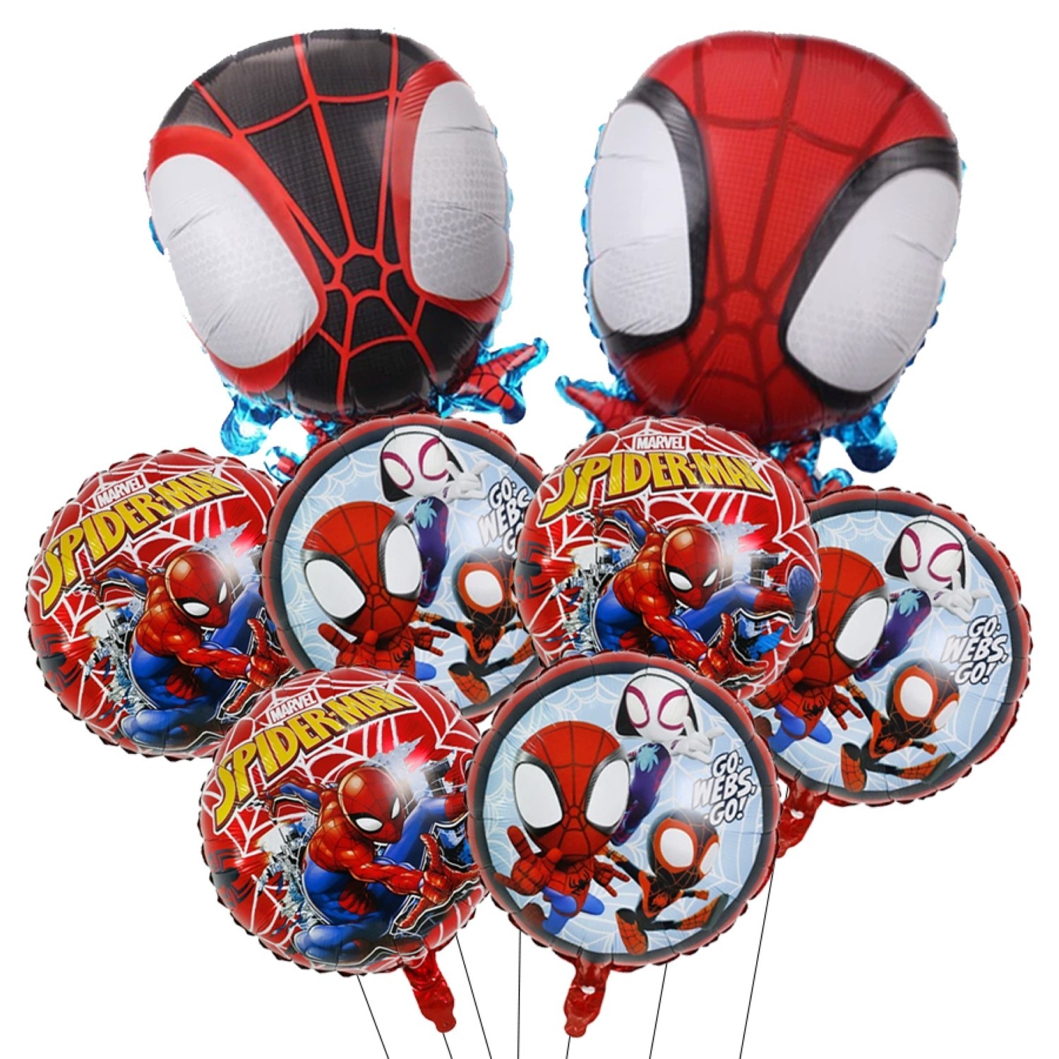 Spidey and His Amazing Friends Birthday Decorations, Spider-Man Balloons, 8pcs