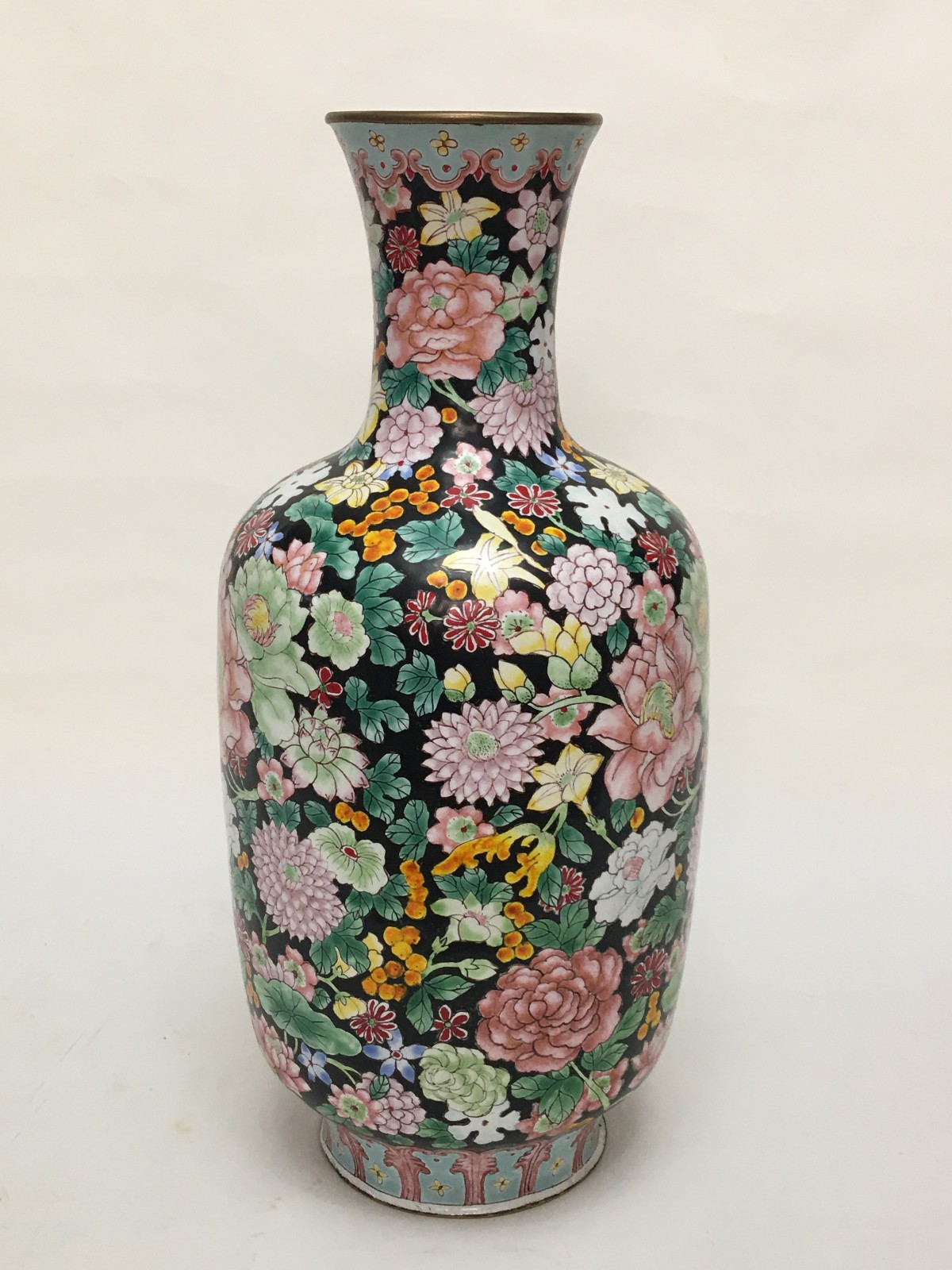 Fine Old Chinese Canton Enamel on Copper Famille Rose Vase