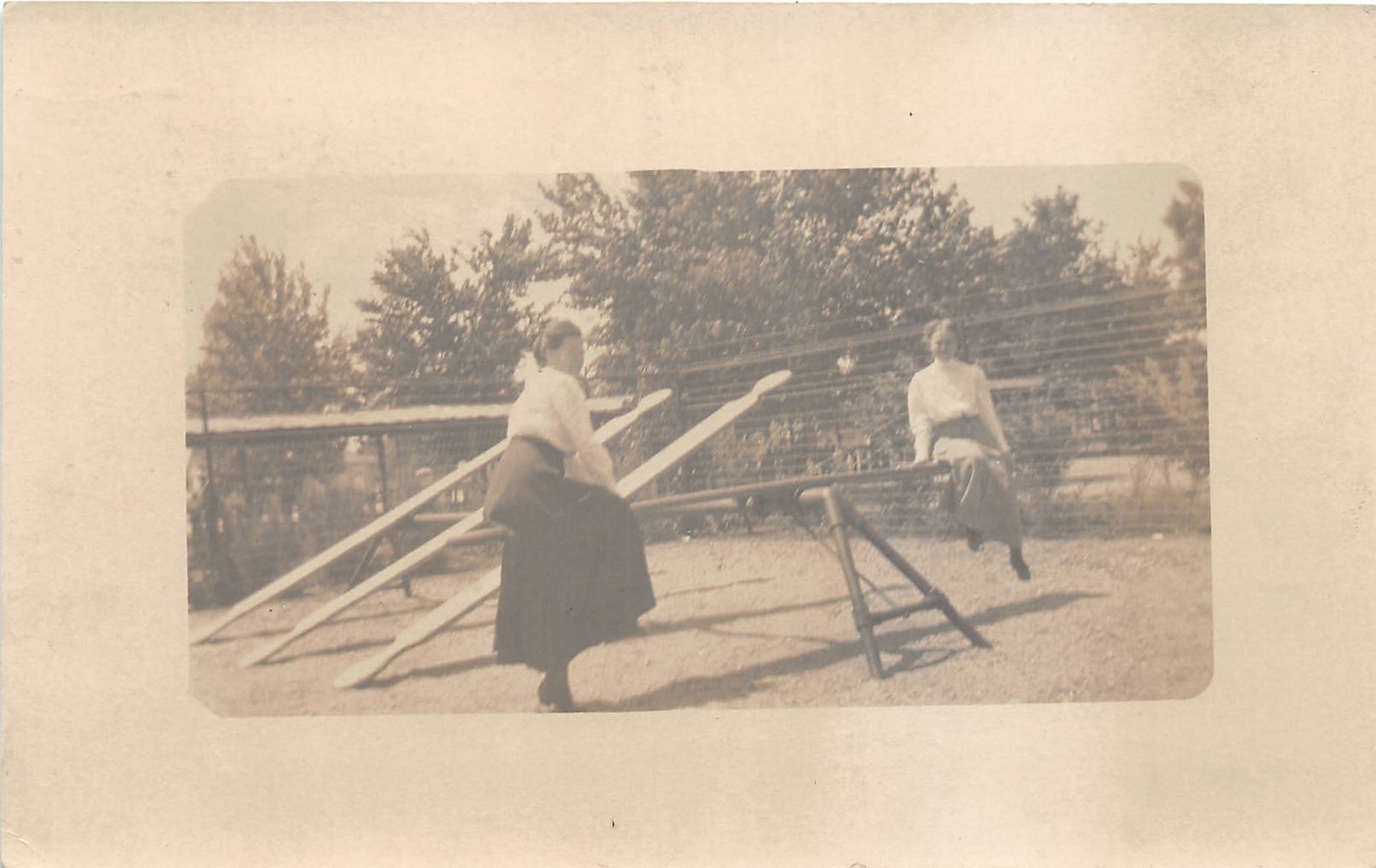 H32/ Greeley Colorado RPPC Postcard 1910 Playground See-Saw Woman H32/ Greeley Colorado RPPC Postcard 1910 Playground See-Saw Woman