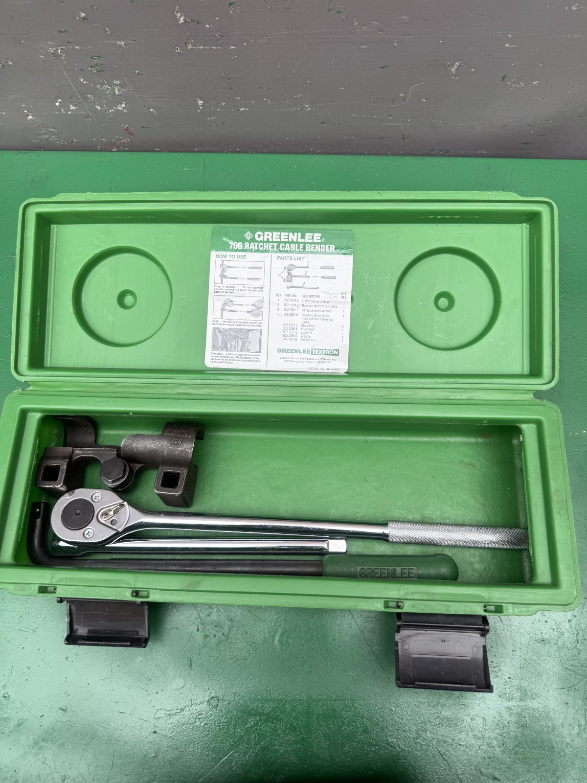 Greenlee 796 Ratchet Cable Bender W/Case Greenlee 796 Ratchet Cable Bender W/Case