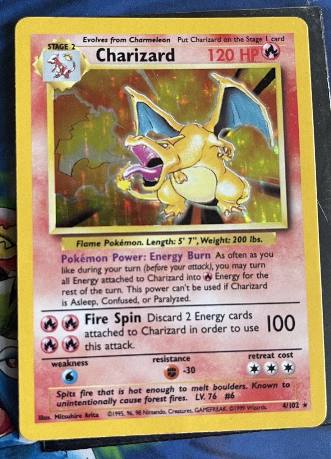Charizard Base Set Holo Rare 04/102 Pokemon, Vintage 1999 Charizard Base Set Holo Rare 04/102 Pokemon, Vintage 1999