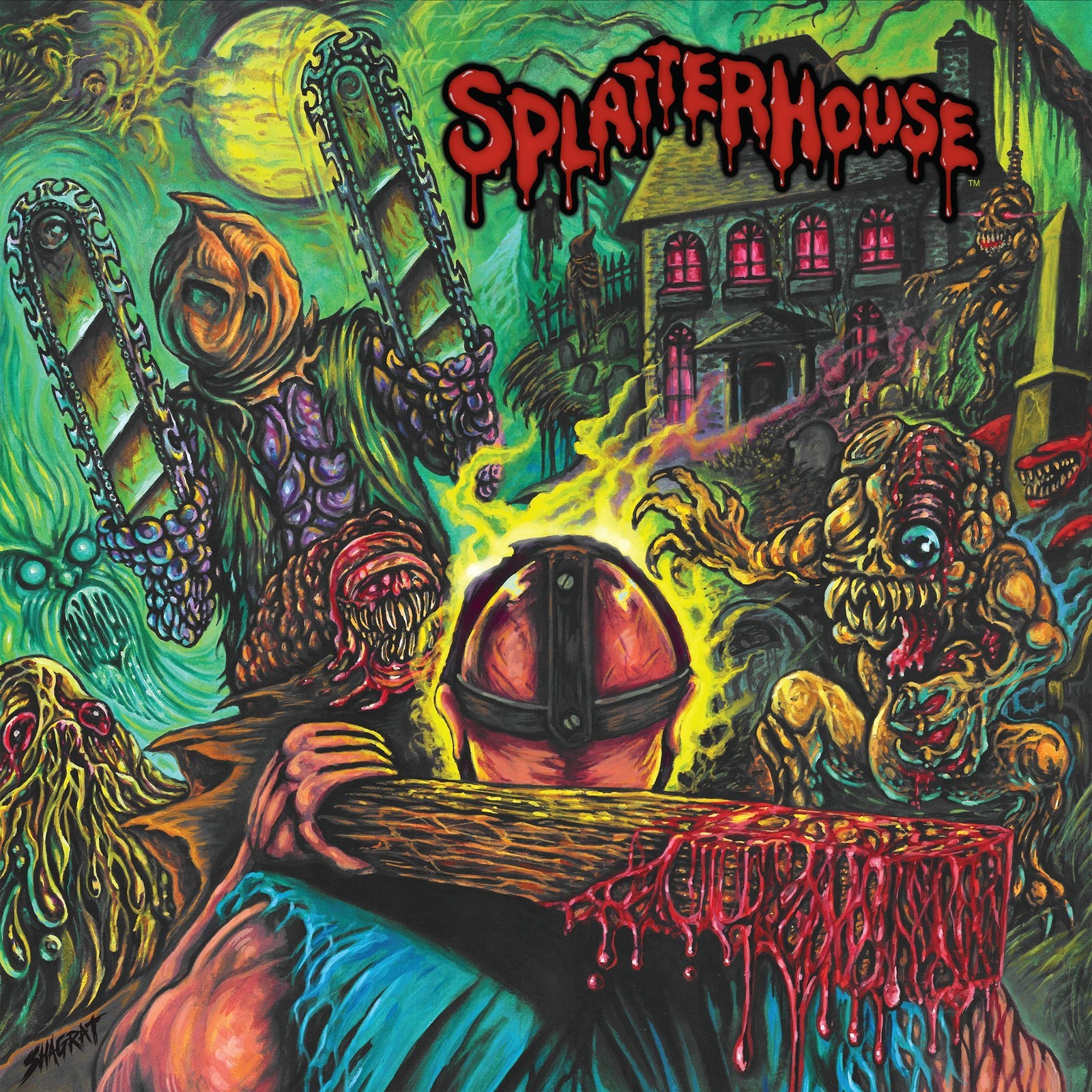 SPLATTERHOUSE Soundtrack NEON GREEN VINYL LP - Sealed with Halloween Decoration