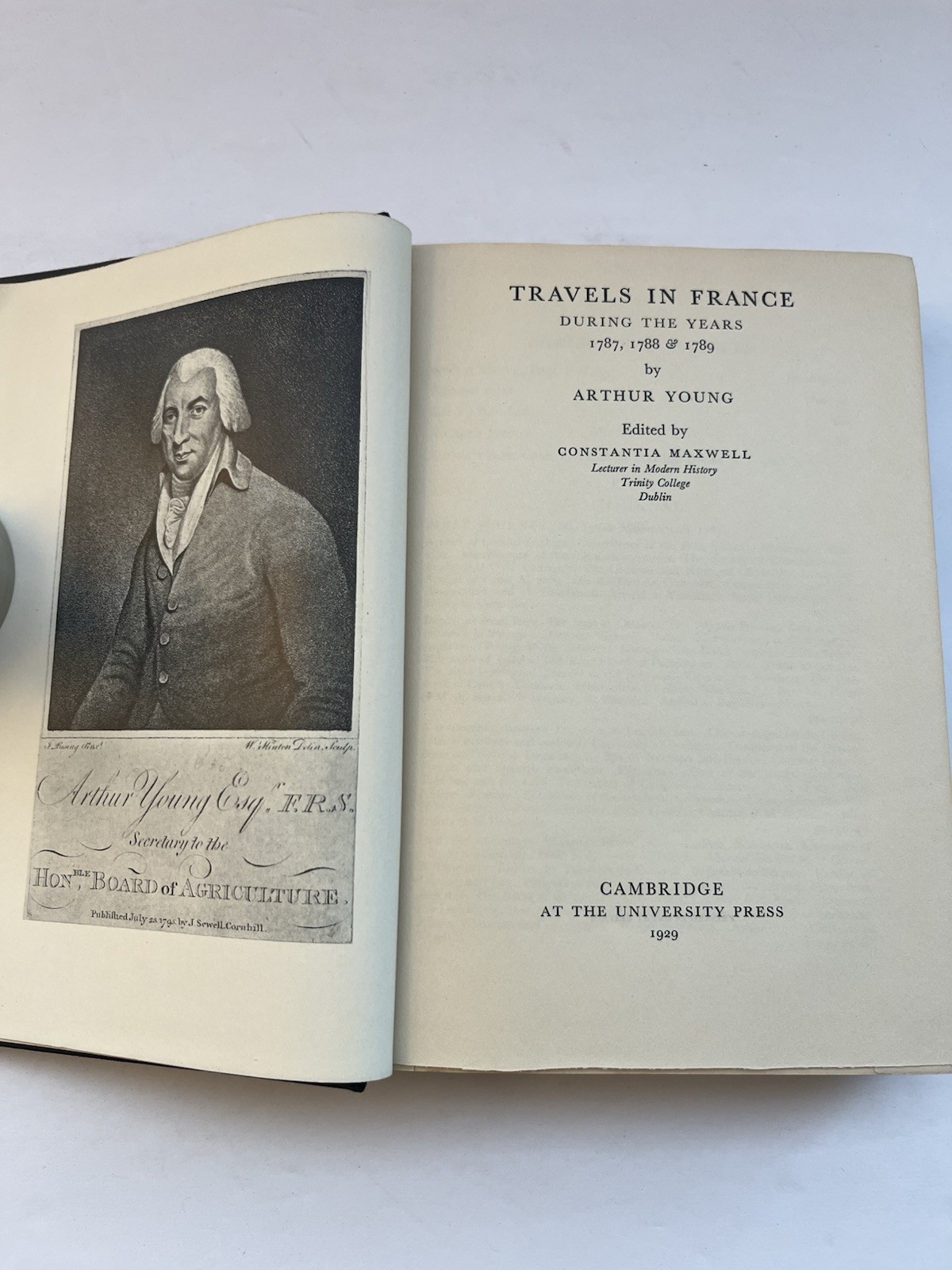 Arthur Young Travels in France 1787-1789 1929 Cambridge HC