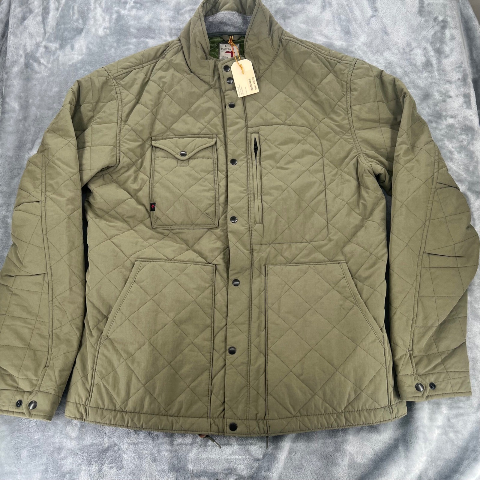 Relwen Quilted Tanker Jacket Mens Large Olive Green NWT Huckberry