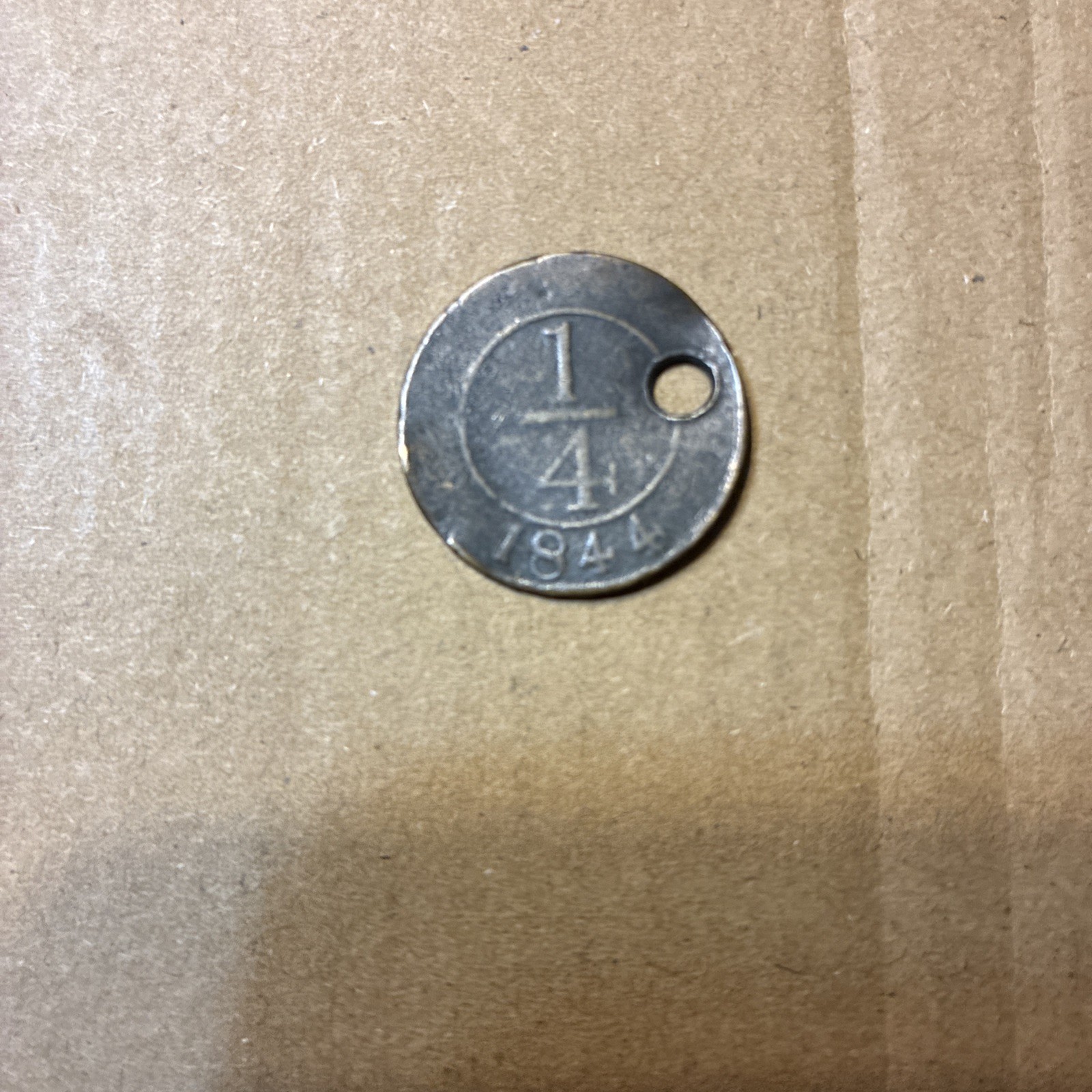 1844 Dominican Republic 1/4 Real Bronze Coin KM1 First Republic