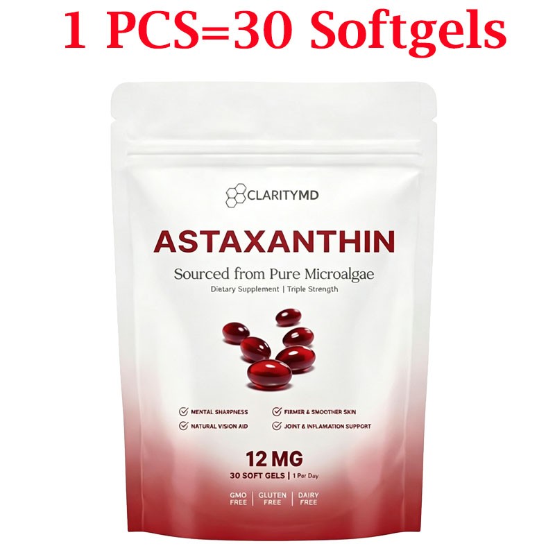 ClarityMD Astaxanthin 12mg Antioxidant Supplement 30 Softgels Natural Microalgae