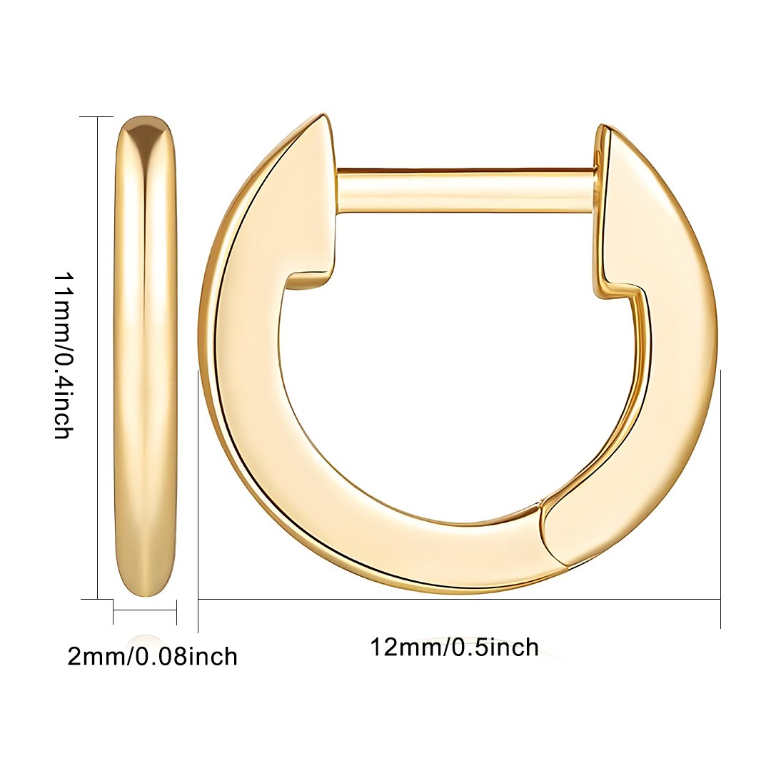 14K 11*12/17*18mm Gold Huggie Hoop Earrings for Women - Small Minimalist Gifts