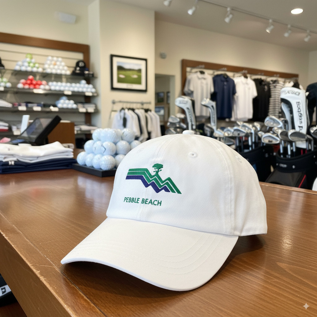 Vintage Pebble Beach Golf Strapback Hat White, Retro Rare Limited Hat