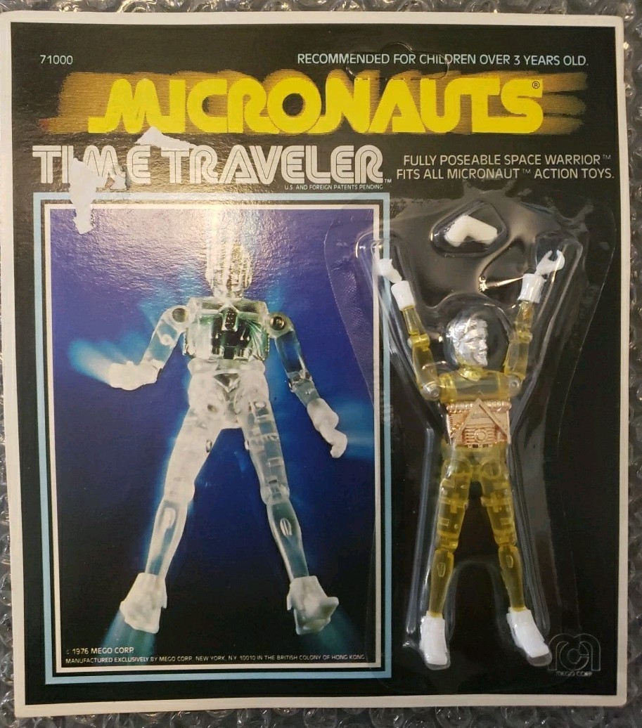 UNPUNCHED MOC VINTAGE MEGO 1976 MICRONAUTS TIME TRAVELER YELLOW COMPLETE/SEALED