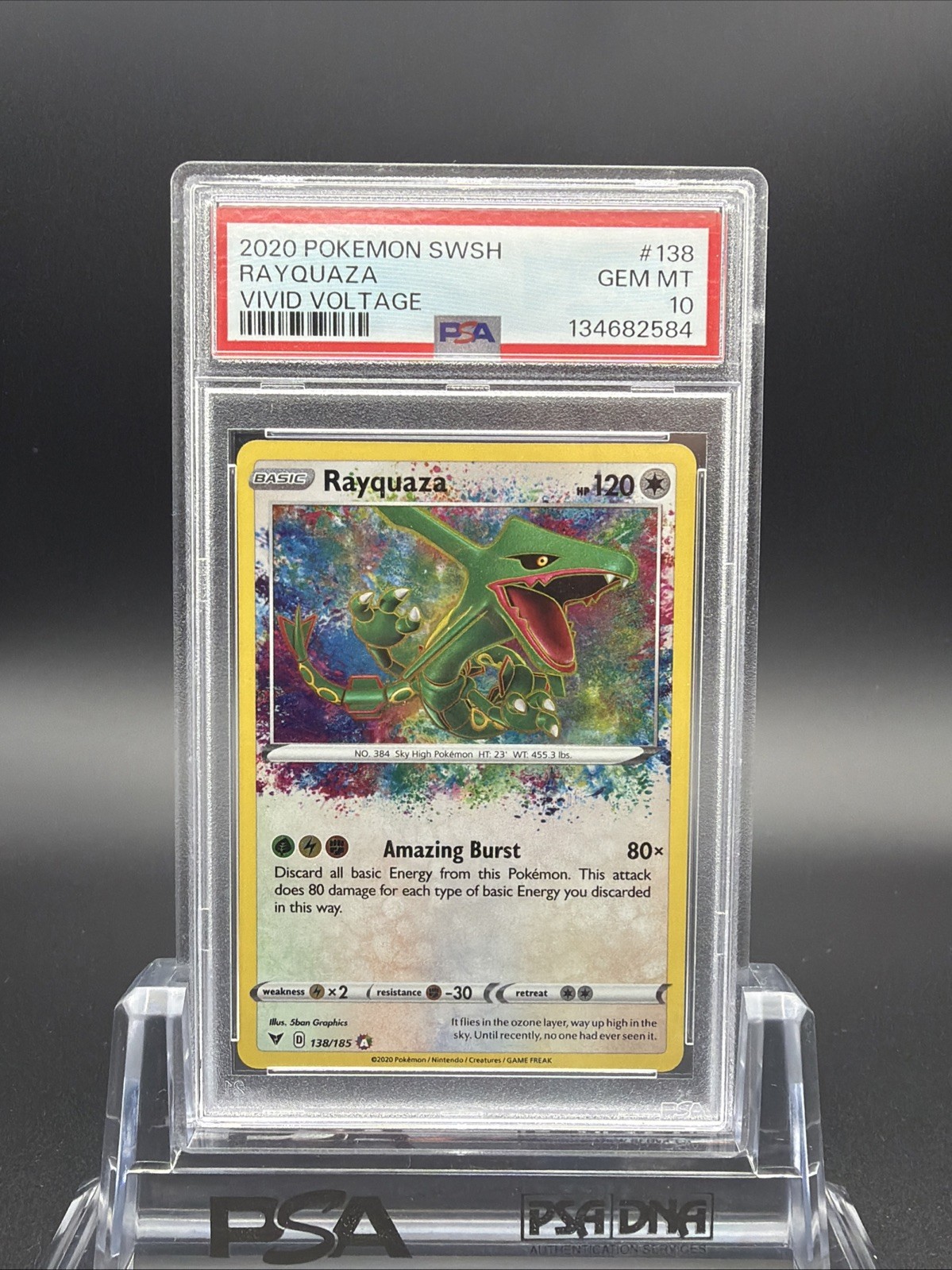 Rayquaza 138/185 Amazing Rare Holo Vivid Voltage PSA 10 GEM MINT Pokemon SWSH