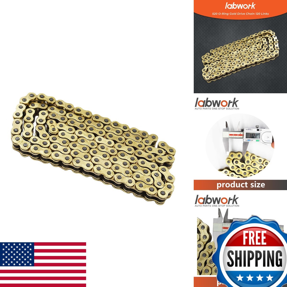 labwork 520 Gold O-Ring Chain 120 Links for Honda Suzuki Kawasaki labwork 520 Gold O-Ring Chain 120 Links for Honda Suzuki Kawasaki