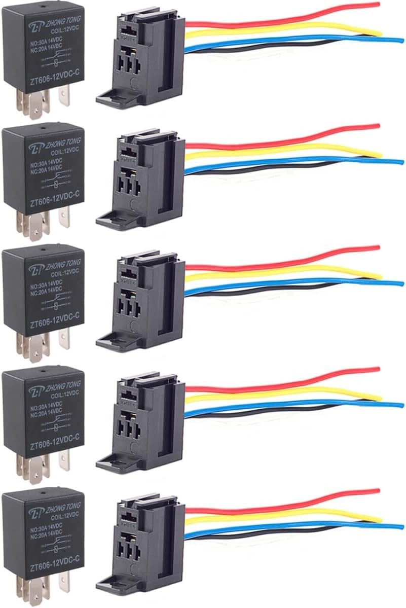 Car Heavy Duty Relay Switch 12V 30A SPDT 5Pin Wire Socket Plug Harness Waterp...
