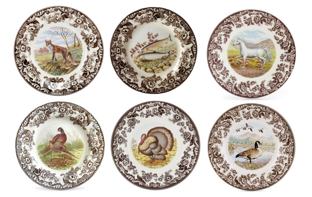 Spode woodland set of 6 x salad plates  6 unique designs -  3761