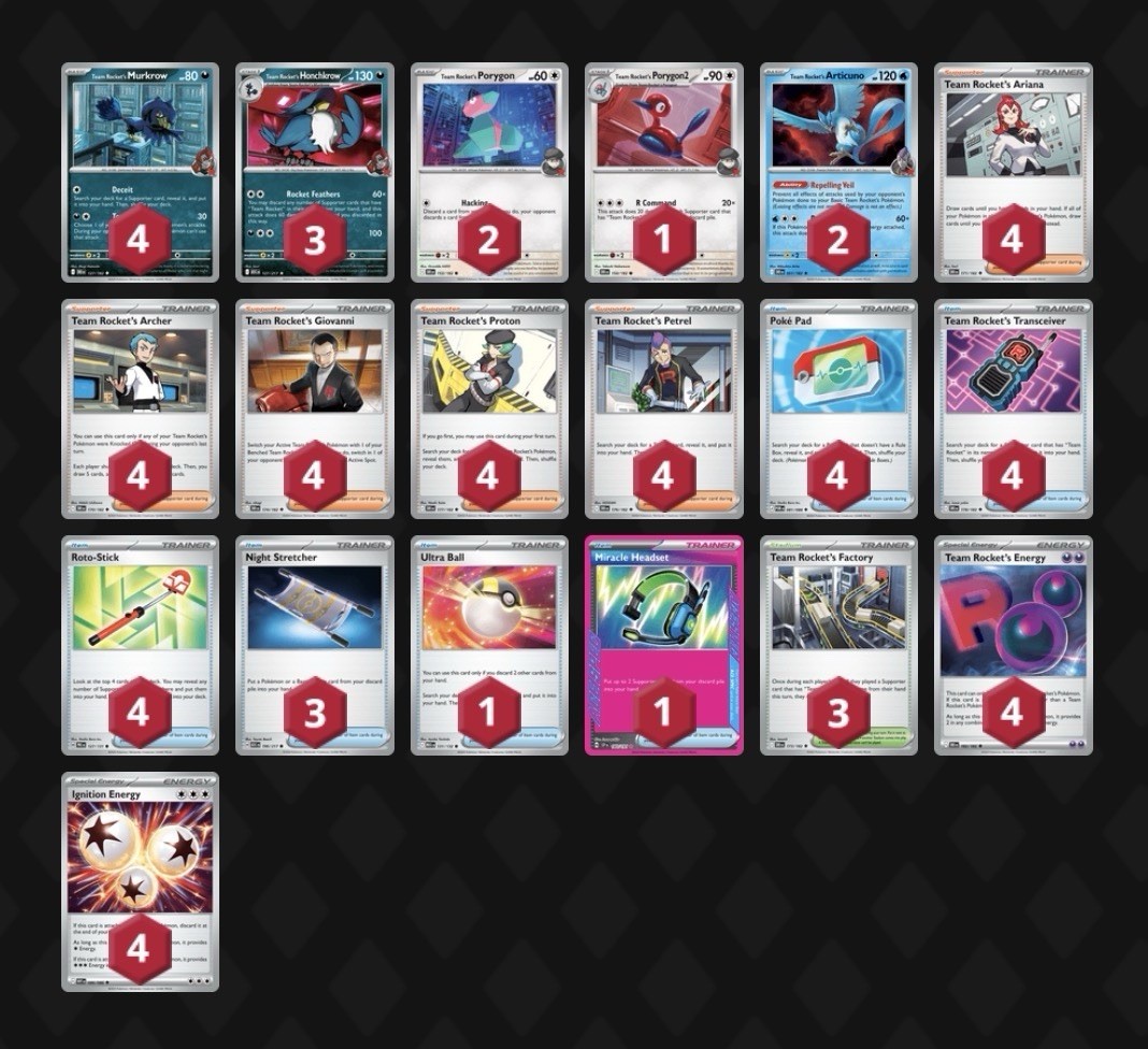 Team Rockets Honchkrow Deck (24th/959 Melbourne Decklist) Ready To Play