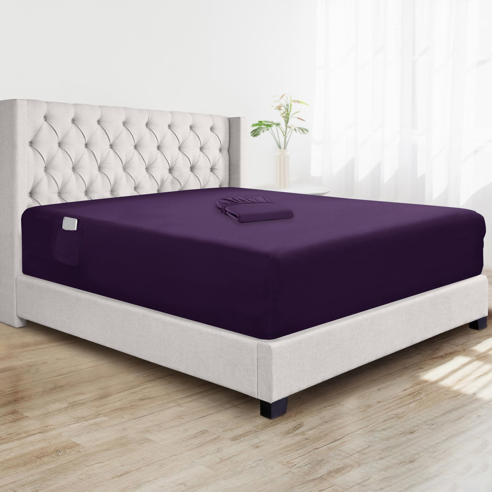 Elegant Comfort Deep Pocket Fitted Sheet King Purple - Fits Mattress up to 21