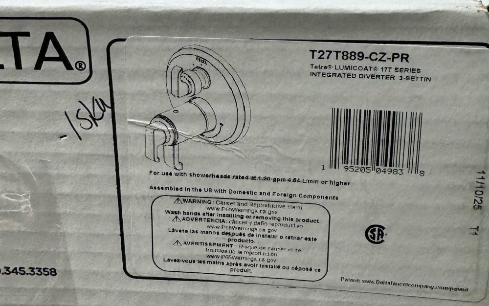Delta T27T889-CZ-PR Tetra 17T Series Thermostatic Valve Trim*READ*