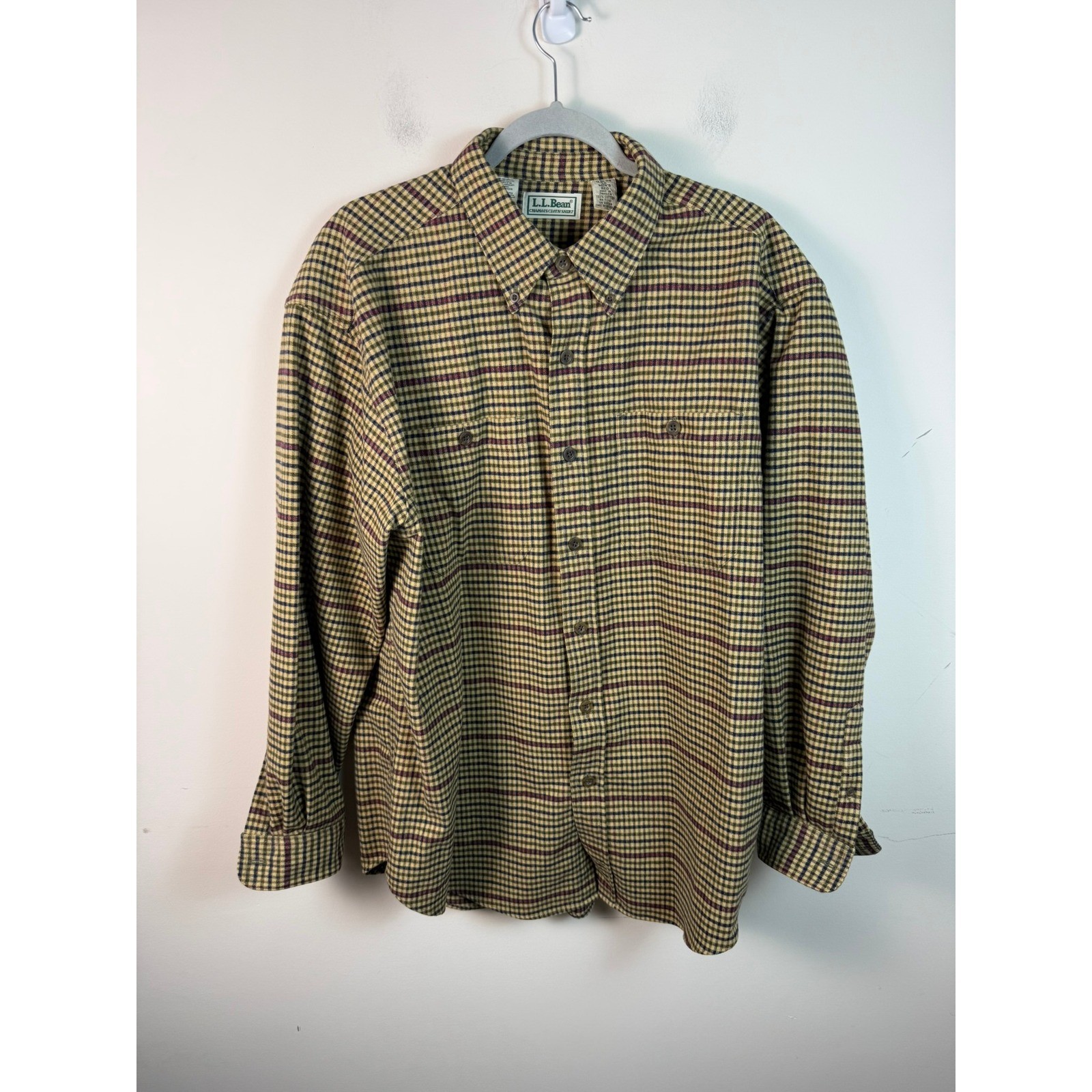 Vintage LL Bean Chamois Cloth Shirt Mens XL Plaid Heavyweight Cotton Flannel