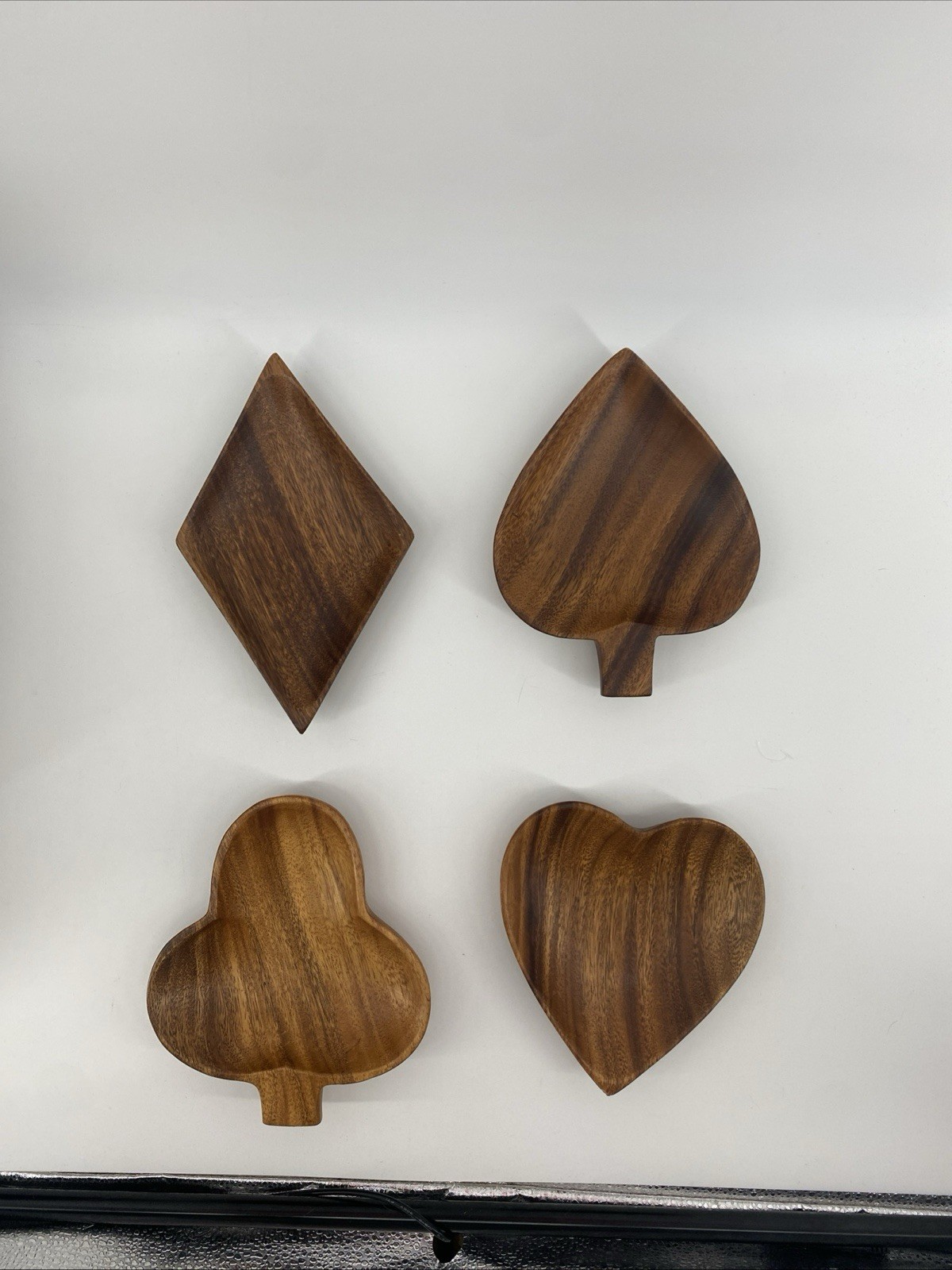 Mid Century Modern Wooden Bowls Tray Poker Dish Trinket Spade Heart Club Diamond