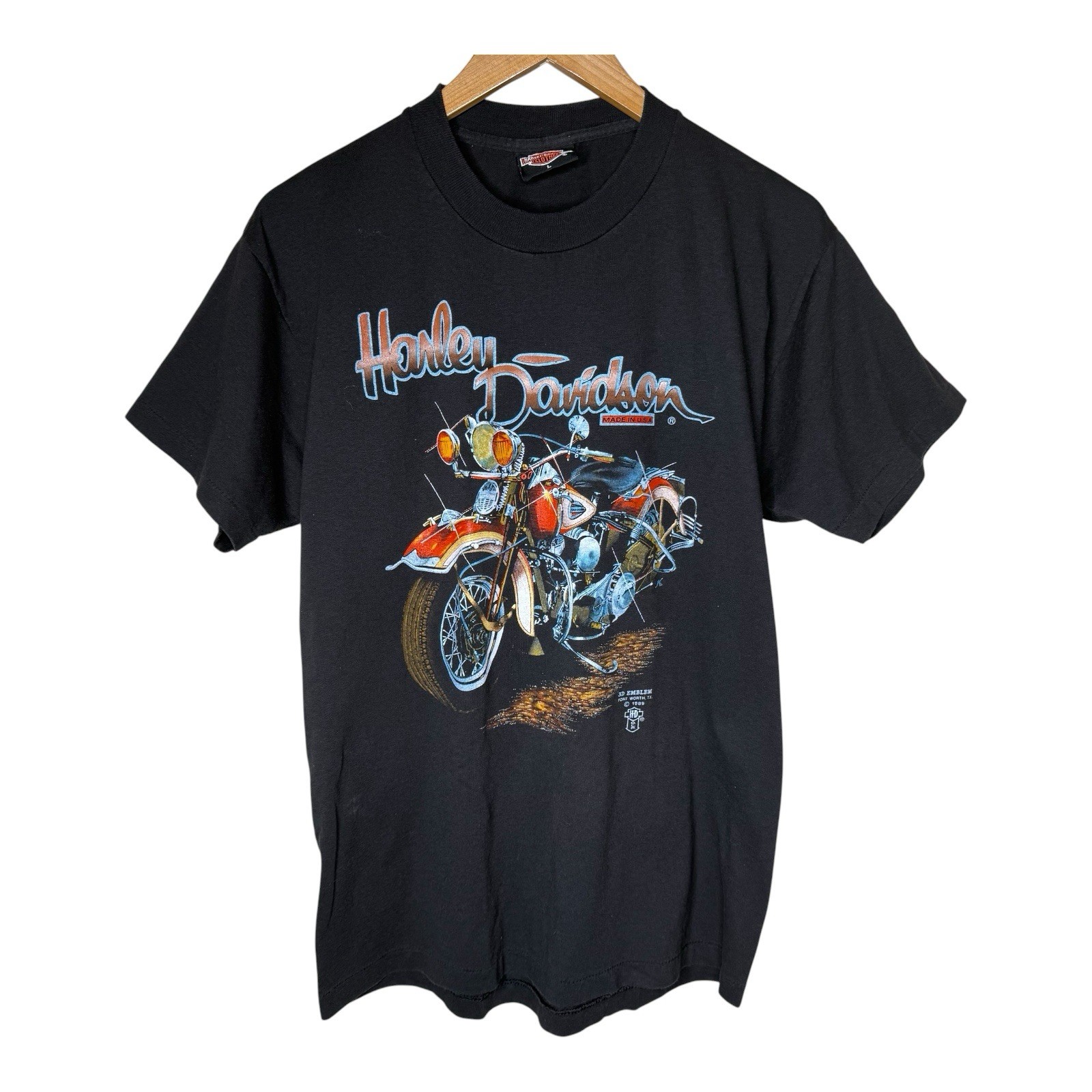 Vintage 1989 Harley Davidson 3D Emblem T Shirt Germany Biker USA Single Stitch