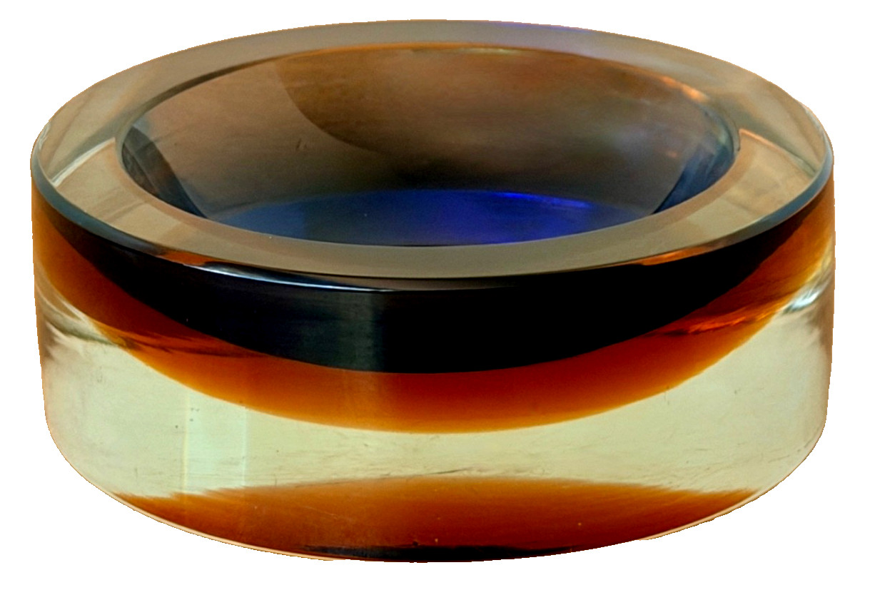 Cenedese Murano Italy Italian Sommerso Art Glass Geode Bowl Vtg Seguso Poli Mcm