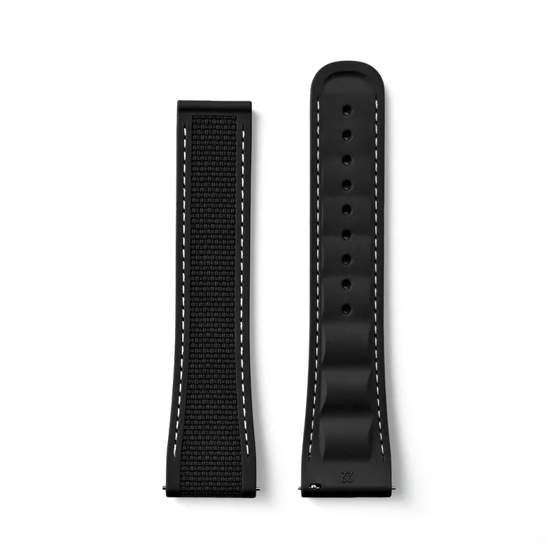 20/21/22mm FKM Rubber Sailcloth Watch Strap Quick Release Deployant Clasp