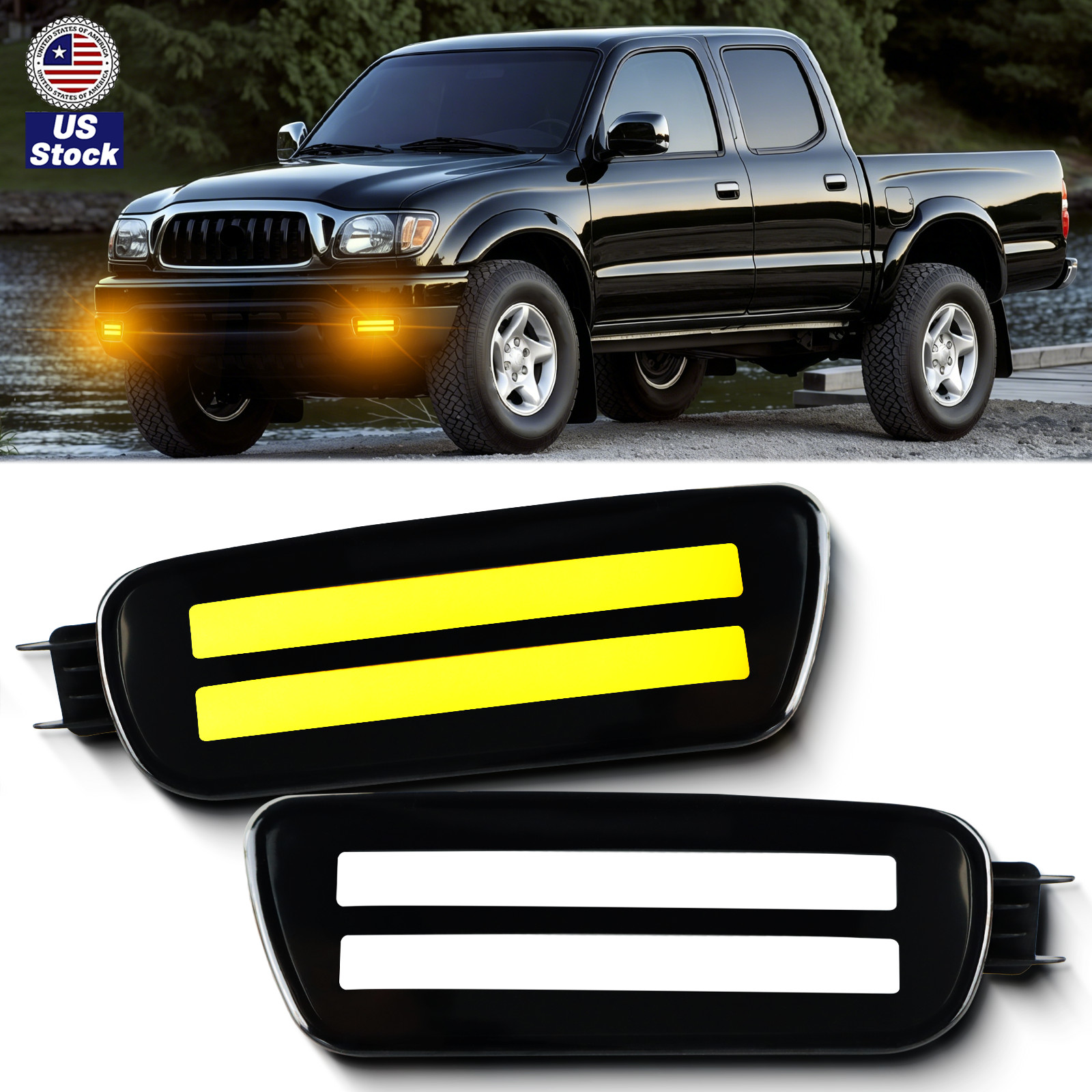 LED Front Bumper Daytime Running Lights Turn Signal For 2001-2004 Toyota Tacoma