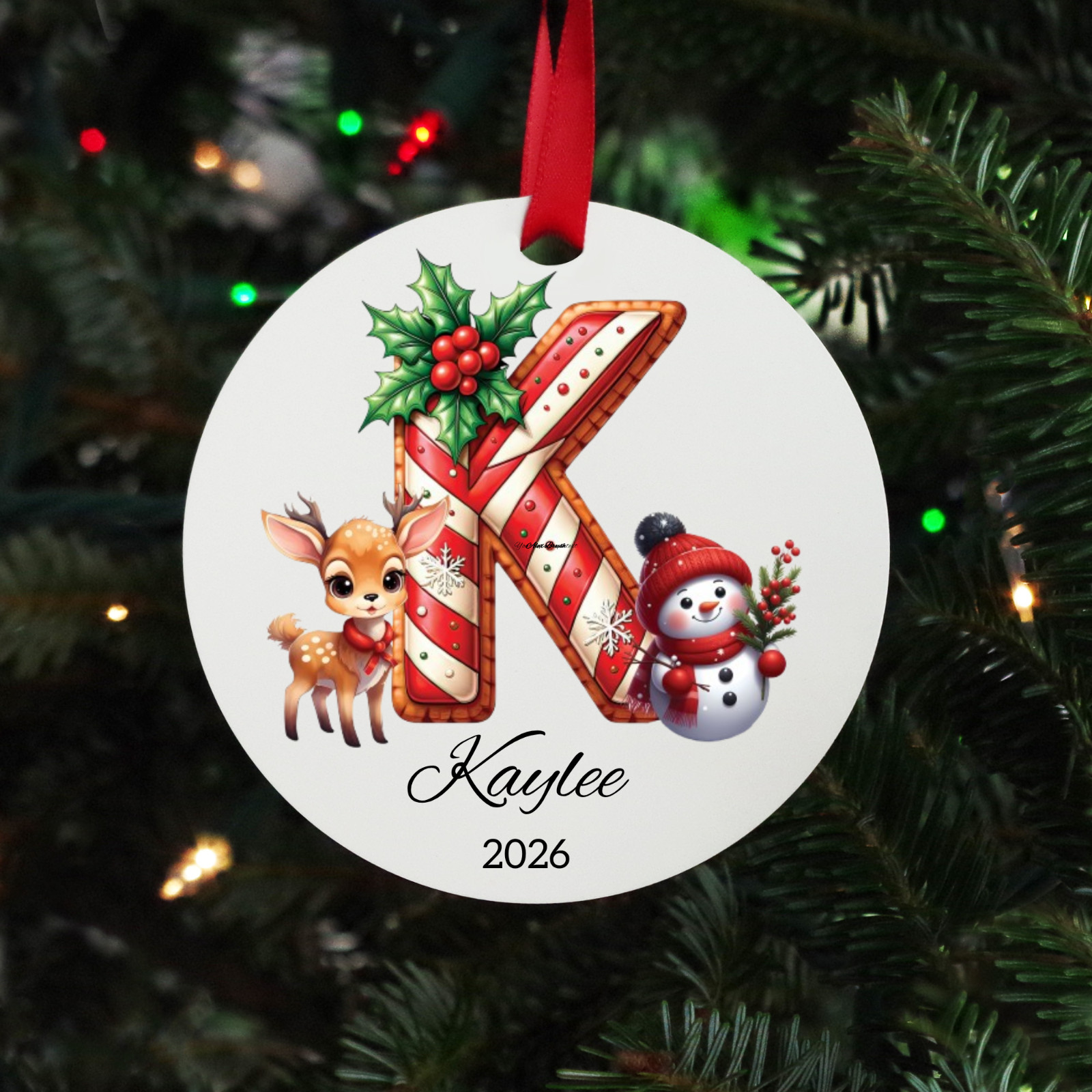Personalized Christmas Ornament, Custom Initial Name Keepsake Gift