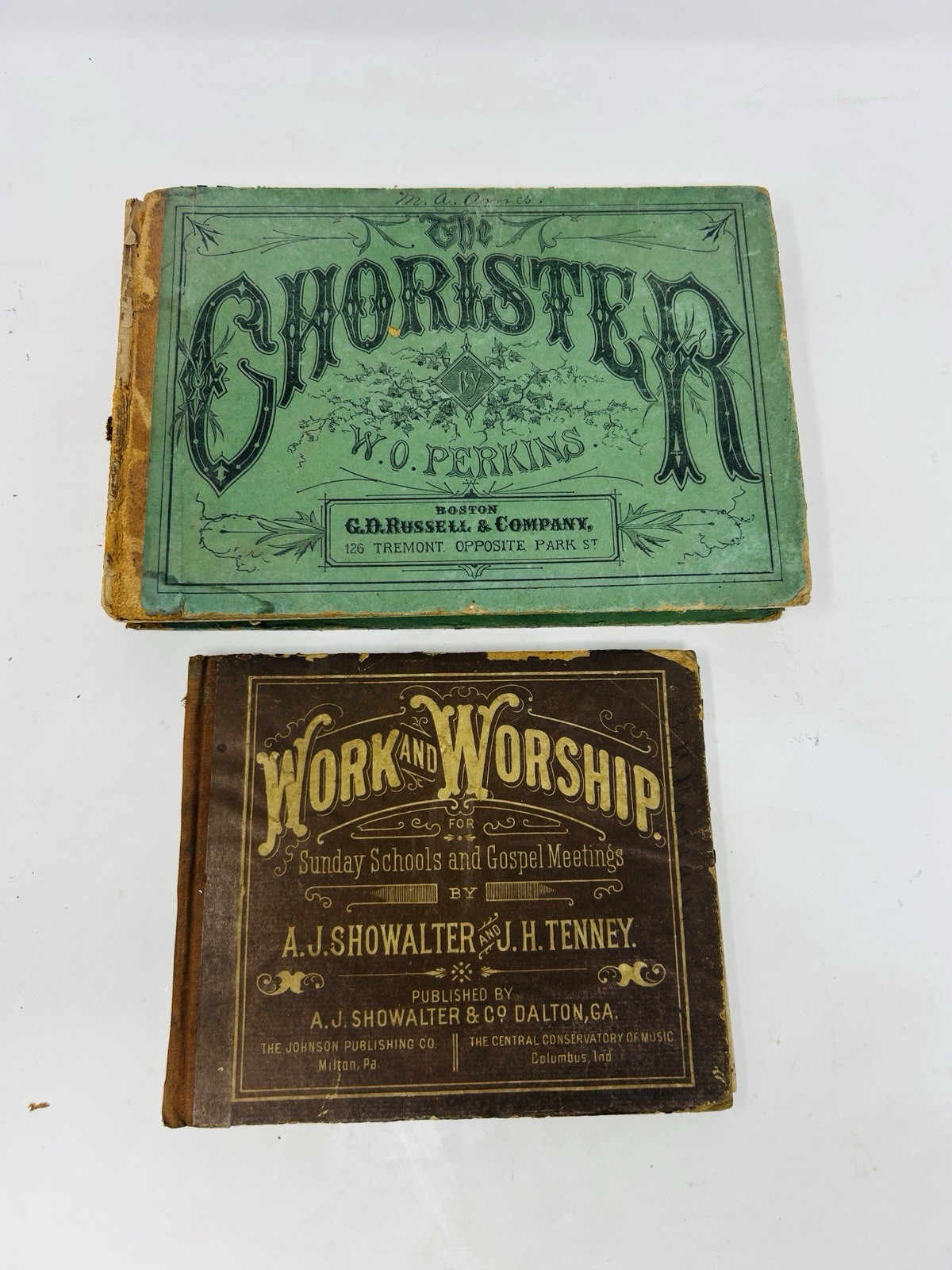 1880s Antique Hymnal Books Chorister Work & Worship Shape Note  B48
