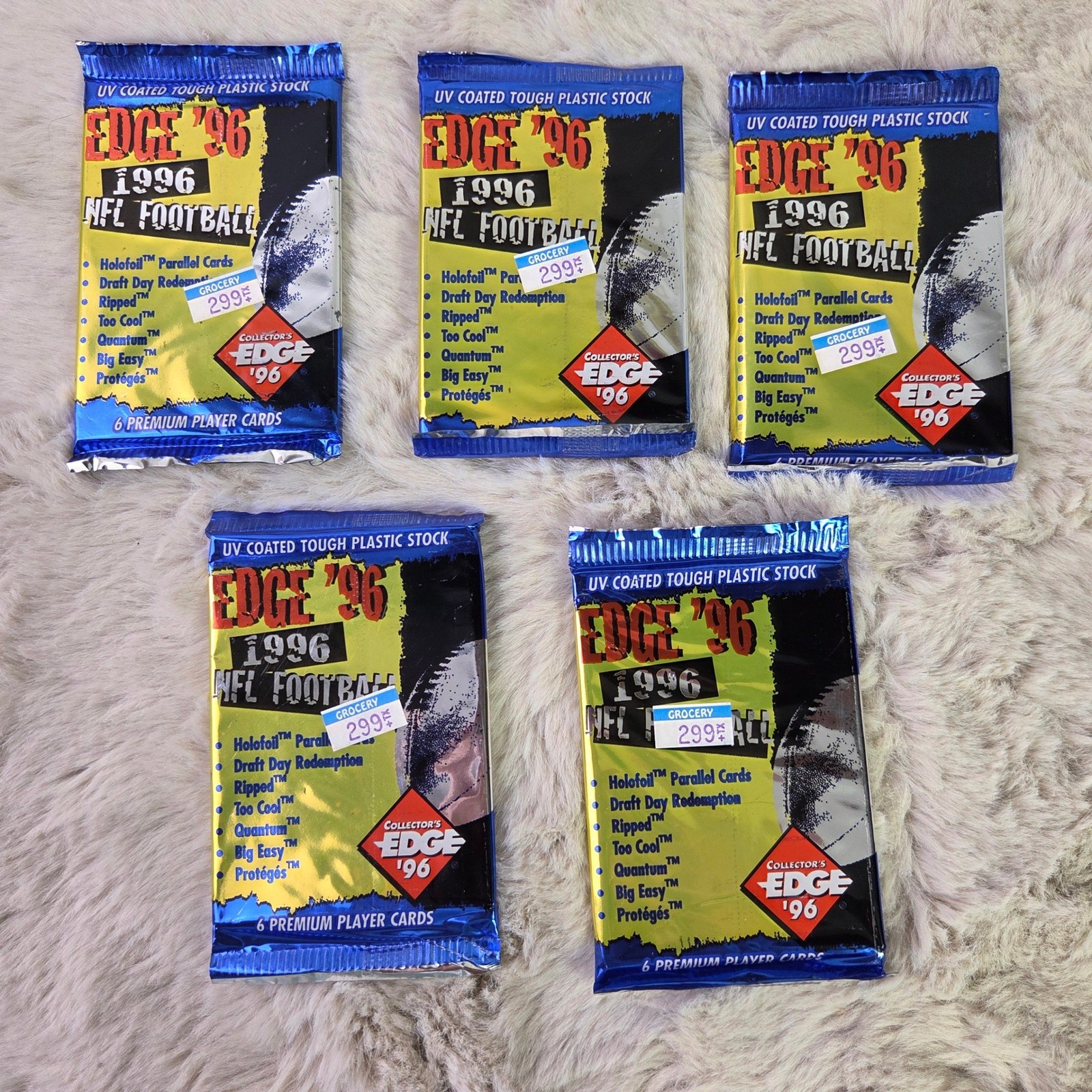 Lot of 5 1996 Collector's Edge '96 NFL Football Sealed Packs 6 Cards Per Pack Lot of 5 1996 Collector's Edge '96 NFL Football Sealed Packs 6 Cards Per Pack