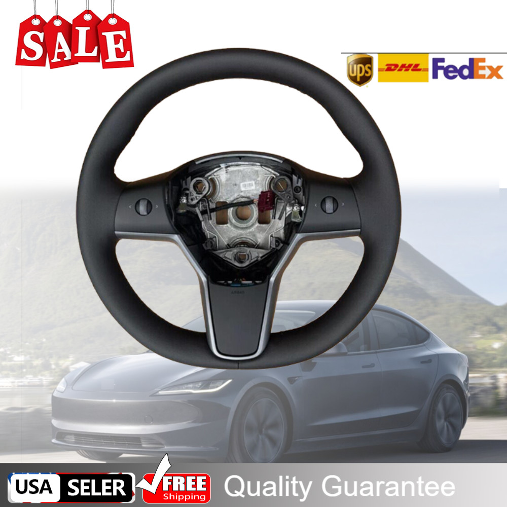 1490214-00-B Heated Leather Steering Wheel Compatible for Tesla Model 3 & Y