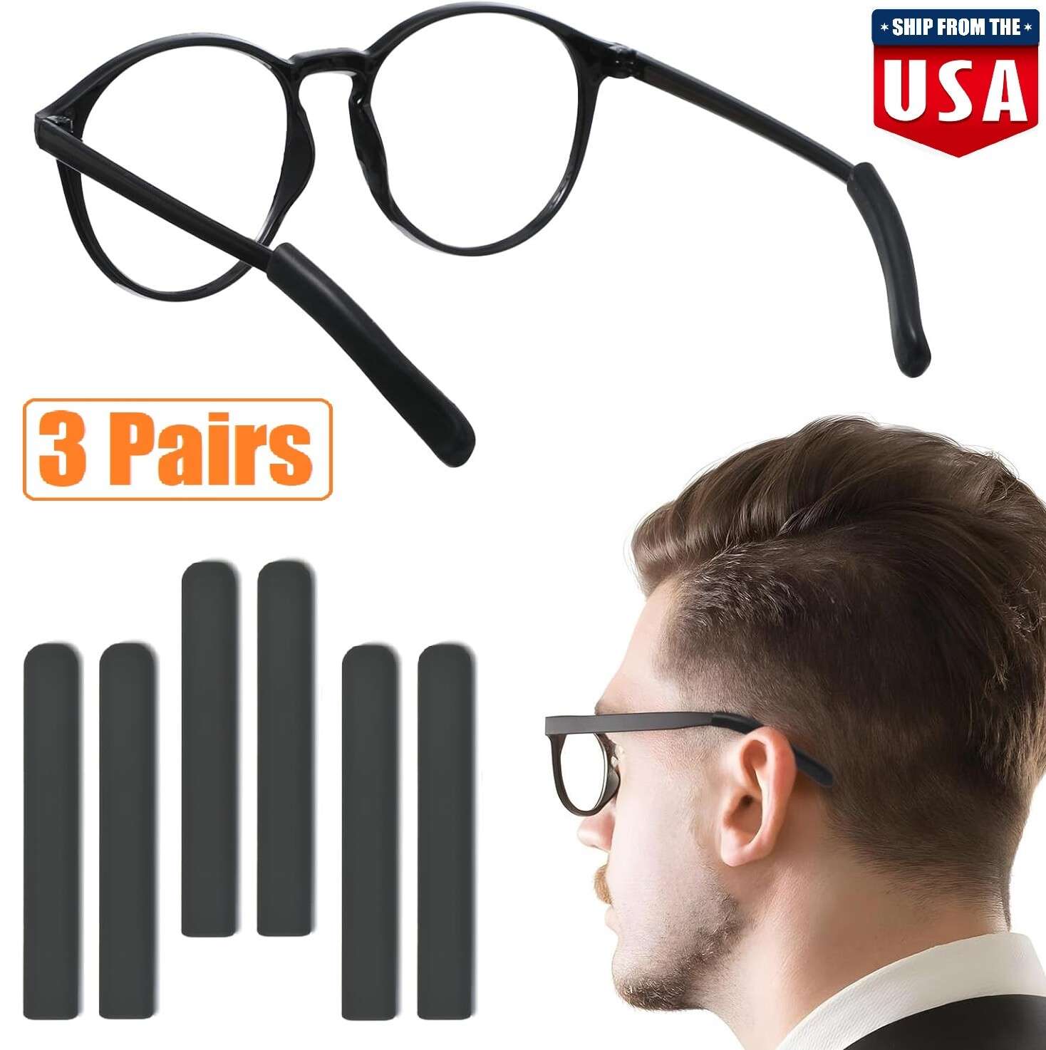 6Pcs Silicone Glasses Ear Cushion Eye Glasses Ear Grippers Anti Slip Glasse US